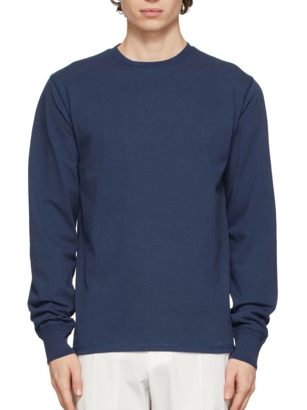 Drake’s Men’s Indigo Hiking Long Sleeve T-Shirt Navy Blue